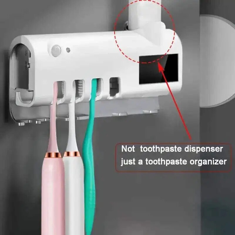 Soporte para cepillos de dientes montado en la pared, luz Solar UV, esterilizador de cepillos de dientes ultravioleta, soportes automáticos para pasta de dientes, accesorio de baño